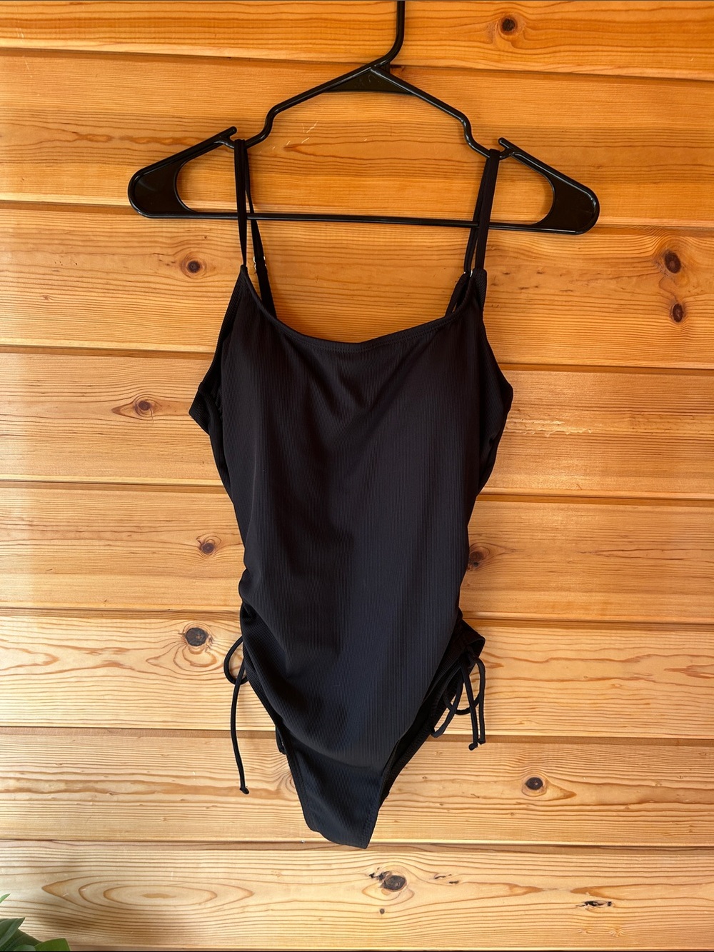 Shade & Shore Black One-Piece Swimsuit with Side Ties